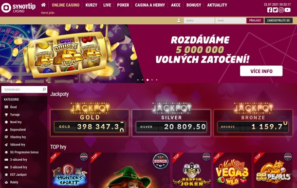 Synot Tip Casino - home page