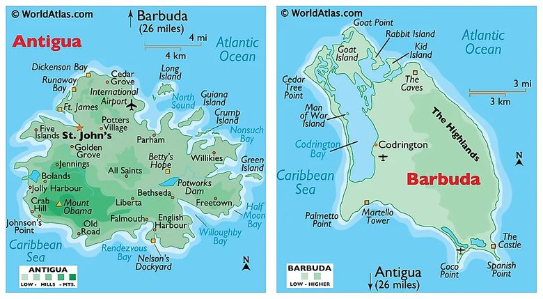 Antigua a Barbuda - mapa