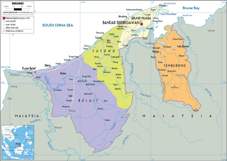 Brunej Darussalam - mapa
