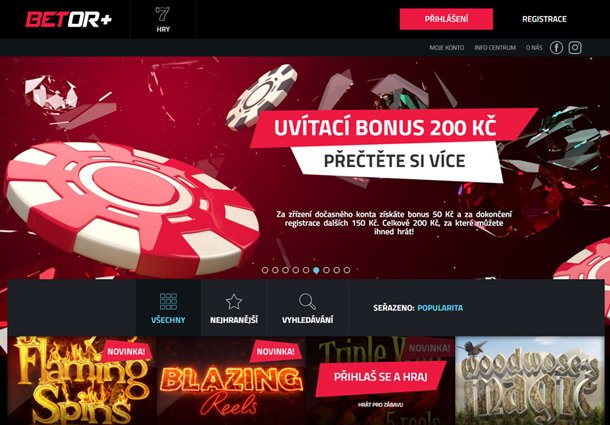 Betor Casino home page
