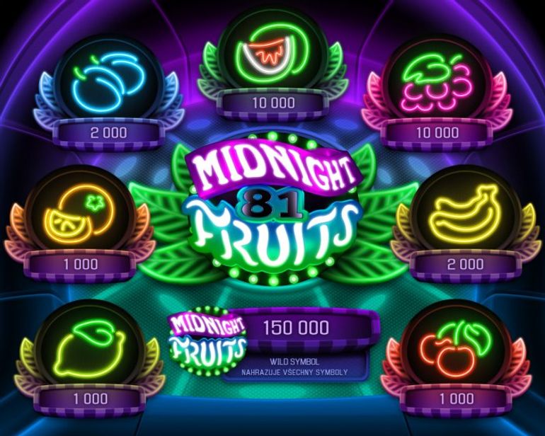 Automat Midnight Fruits - výplatní tabulka