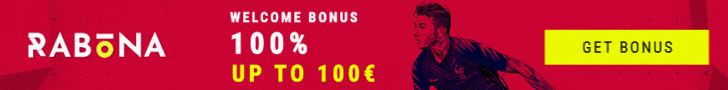 Rabona nabízí až 100% uvítací bonus !