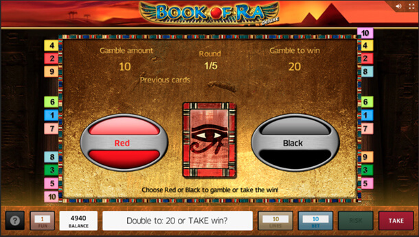 Funkce Gamble (Double) - výherní automat Book of Ra Deluxe